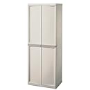 Sterilite 01428501 4-Shelf Cabinet with Putty Handles, Platinum