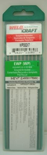Weldcraft Tungsten Electrodes Green Pure 3/32 X 7