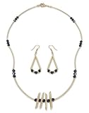 Gold plated jewelry set, 'Black Crystal Beauty'