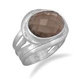 Smoky Quartz Matte Finish Ring Size 7