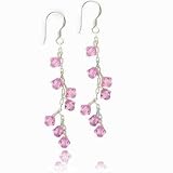 Celebrity Pink Genuine Swarovski Crystal Dangling Silver Earrings