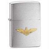 ZIPPO Lighter Brushed Chrome, Navy Wings Emblem # 280NW