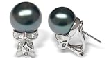 18K white gold Beata Black Tahitian cultured pearl and diamond earring