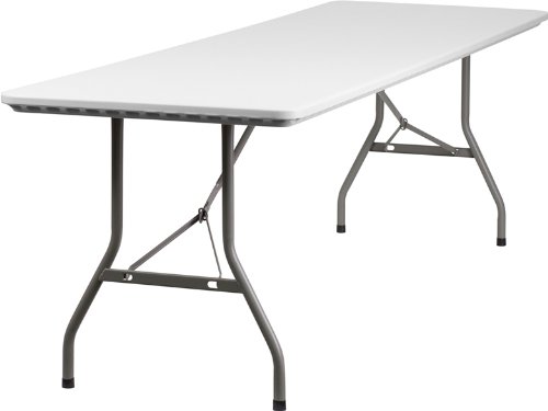 Flash Furniture RB-3096-GG 30-Inch Width by 96-Inch Length Plastic Folding Table, Gray/White