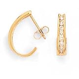 10K Yellow Gold Channel Set J Hoop Diamond Earrings D.50tw