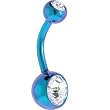 Solid Titanium Teal Double Gem Belly Ring