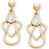 The Perfect 14K Yellow Gold With Me Always April Birthstone Angel Earrings - 17X9.5MM