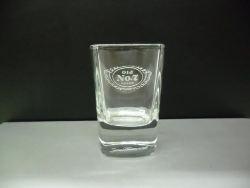 Set of 2 Jack Daniels Tennessee Whiskey Old No 7 Brand Black Label Square Shot Glasses