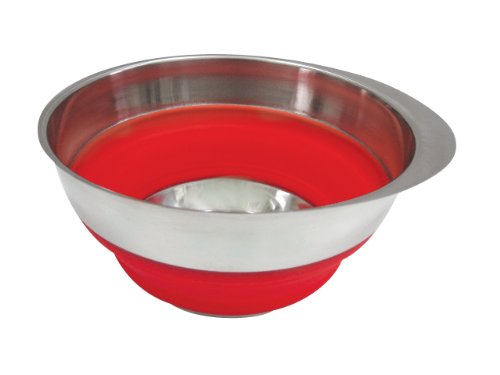 Collapsible 7.8 inch Silicone and Stainless Steel Mixing Bowl by Strauss