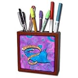 S. Fernleaf Designs Folk Art Paintings Dogs - Dogs, Dog, Folk Art, Pets, Bird, Moon, Landscape, Cute dogs, Original Folk Art Painting - Tile Pen Holders-5 inch tile pen holder