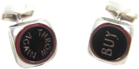 Tateossian Black and Silver Tone Buy Sell Decision Maker Cufflinks