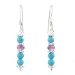 Turquoise and Amethyst Bead Dangle Earrings with Sterling Silver Accent Beads, #8095
