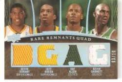 2007-08 Upper Deck Premier Rare Remnants Quad Silver Spectrum #AGDG Kevin Durant / Jeff Green / Ray Allen / Kevin Garnett - Seattle Super Sonics / Boston Celtics (Piece of Authentic Jersey - Serial #d to 10) (Basketball Cards)