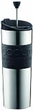 Bodum Double-Wall Stainless Steel 0.45 Liter  Travel Coffee and Tea Press, with Bonus Tumbler Lid, 16-Ounce