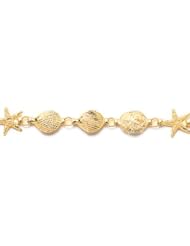 14K Gold Starfish, Sand Dollar & Shells Bracelet