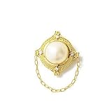 14k Round Freshwater Pearl With Diamond Accent Antique Pin