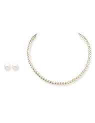Genuine .925 Sterling Silver 6-6.5mm Freshwater Cult. Pearl Earrings and Necklace Set. 100% Satisfaction Guaranteed.