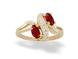 14K Yellow Gold Genuine Oval Ruby and Diamond Ring