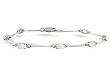 14K White Gold Genuine Oval Opal and Diamond Bracelet