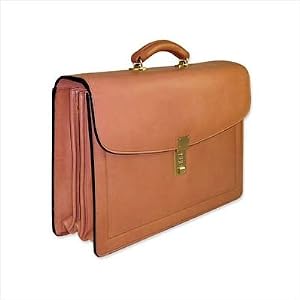 Buy Jack Georges Belting Leather Triple Gusset Flap Over Briefcase Brn by JACK GEORGES