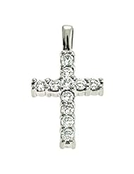14K White Gold 0.68cttw Round Diamond Pendant