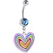Solar Blue Gem RAINBOW HEART Dangle Belly Ring