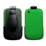 Holster Case w/ Ratcheting Belt Clip & Green Silicone Case / Skin / Cover for BlackBerry Curve 8520 / 8530