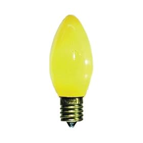 7 Watt Ceramic Yellow C9 Light Bulb / Intermediate Base / Incandescent Christmas Light Bulb / Holiday Light Bulb