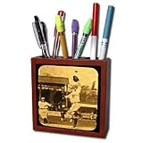 Scenes from the Past Magic Lantern Slides - Vintage Detroit Tigers Making the Catch Black 2 - Tile Pen Holders-5 inch tile pen holder