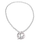 Sterling Silver Round Faith Love Hope Toggle Clasp Necklace with Link Chain