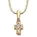 Gold-Plated Fine Pewter and CZ Stone Gods Kids Cross and 16-inch Chain