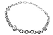 14K White Gold Rollo Link Anklet Bracelet 10'', with Heart Shaped Bezel Set Diamonds