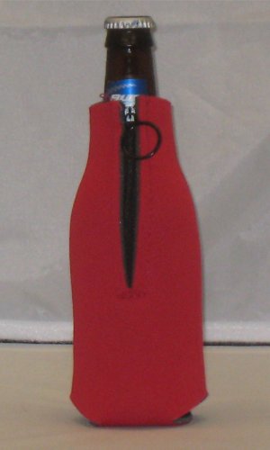 Collapsible Foam Beer Koozie Cooler with Zipper, Red