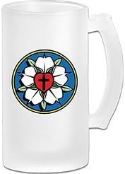 Lutheran Cross Frosted Glass Pub Big Beer Stein - 500ML