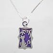 Small Sitting Cat Silhouette Pendant in Sterling Silver and Patina on a 16" Box Chain, #9133