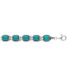 Sterling Silver Turquoise Bracelet - 7.5''