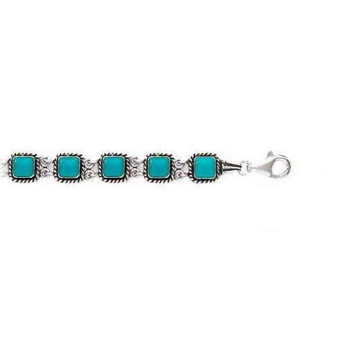 Sterling Silver Turquoise Bracelet - 7.5''