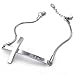 Three Keys Jewelry Womens Cubic Zirconia Stainless Steel Bracelet, Sideways Cross Charm, Silver