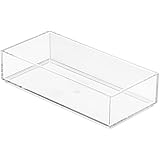 InterDesign Clarity Cosmetic Drawer Organizer for Vanity Cabinet to Hold Makeup, Beauty Products - 4" x 8" x 2", Clear