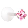 16 Gauge 3/8 Pink 3mm CZ Princess Labret Monroe
