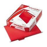 Pendaflex 415215RED Hanging Folder, Reinforced w/Infopocket, Red, 1/5 Tab, Letter, 25/box