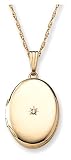 14k Gold Filled Oval Locket with Diamond-Accent, 18