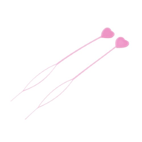 2 Pairs Pink Heart Decor Y Shape Hair Ponytail Styling Maker by Rosallini