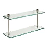 5 x 16 Inch Double Glass Shelf Polished Nickel Free Shipping!