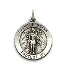 St. Florian Sterling Silver Medal Pendant.18" Steel Necklace Chain