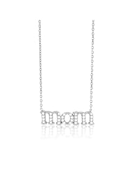 Sterling Silver 16" + 2" Extension CZ "Mom" Necklace