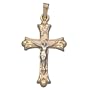 14k Yellow Gold Florentine-Finish Fancy Cross w/ Corpus on 18" Chain