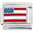 Silver Accented American Flag Italian Charm