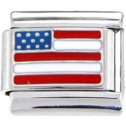 Silver Accented American Flag Italian Charm