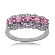 Pink Sapphire & Diamond Scallop Ring Crafted in 14K White Gold